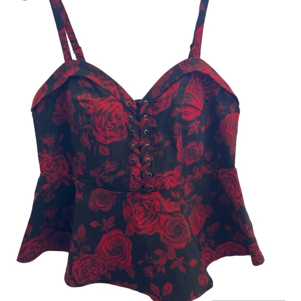 Torrid peplum Bengaline lace up top